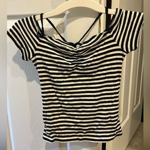 Black and White Striped crop top
